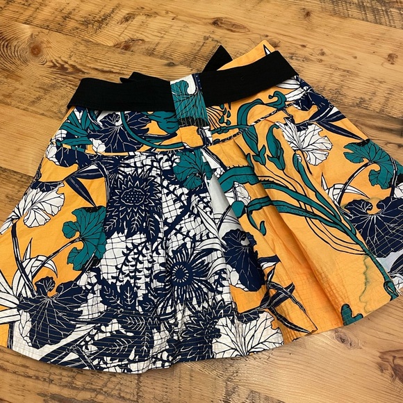 Gold and Blue Mini Skater Skirt with Tie Front - Picture 7 of 8